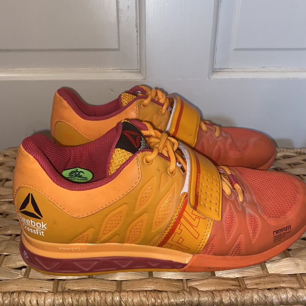 Reebok Gorpcore Shoes Women 8 Orange Powerbax Weightlift Gym CrossFit Lifter2.0